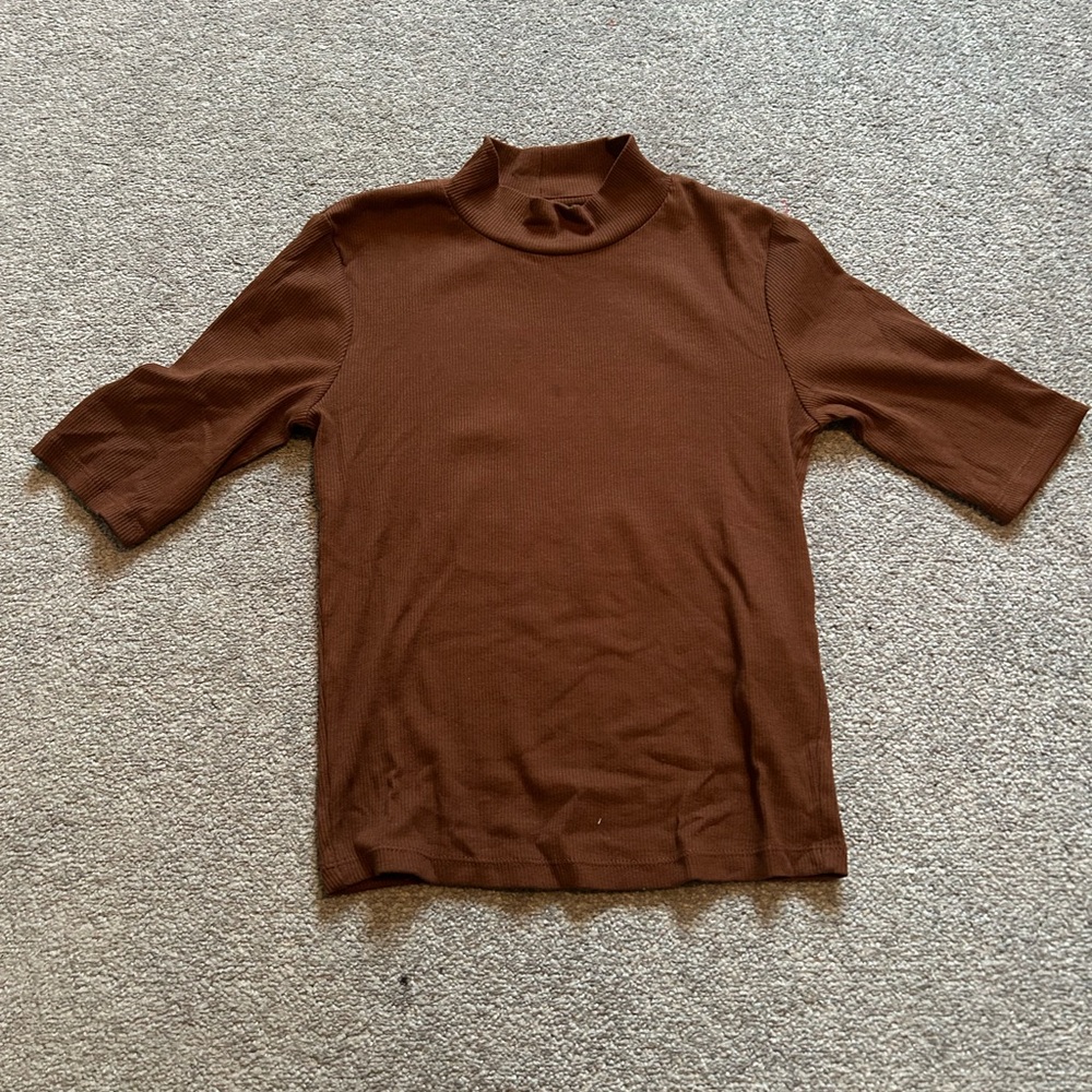 Zara Brown Mock Neck Top